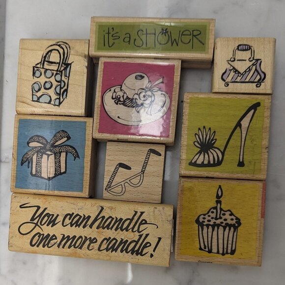Bundle of 9 Rubber Stamps Mixed Brands Crafts Scrapbooking - Picture 1 of 10